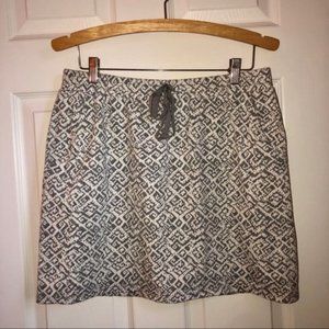 Ann Taylor Loft Grey & White Printed Tie Skirt